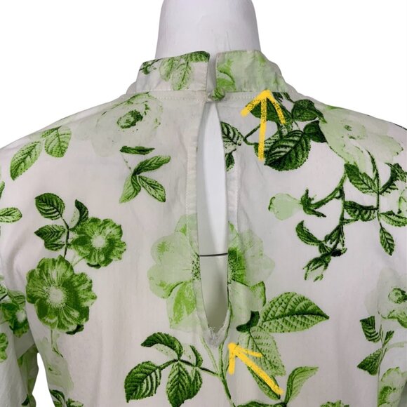 Anthropologie Maeve V-Neck Tunic Mini Dress XS Green Floral - Picture 9 of 16